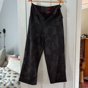 Prada Wool Winter Lined Black Camouflage Pants